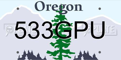 533GPU Oregon License Plate