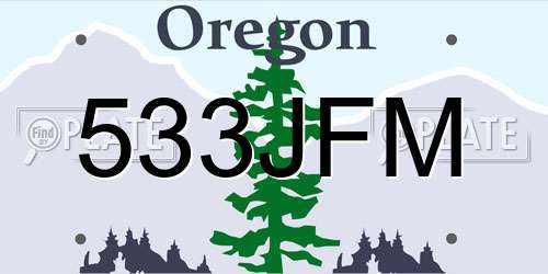 533JFM Oregon License Plate