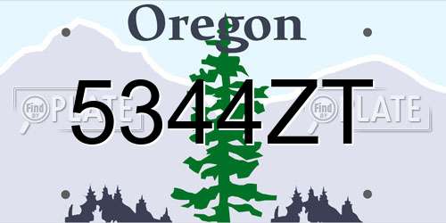 5344ZT Oregon License Plate