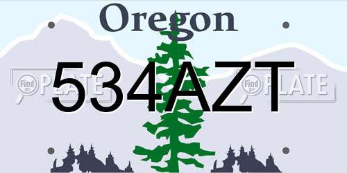 534AZT Oregon License Plate