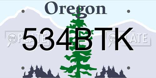 534BTK Oregon License Plate