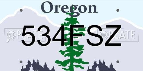 534FSZ Oregon License Plate