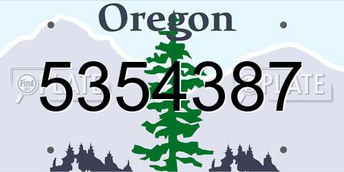 5354387 Oregon License Plate