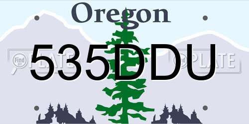 535DDU Oregon License Plate