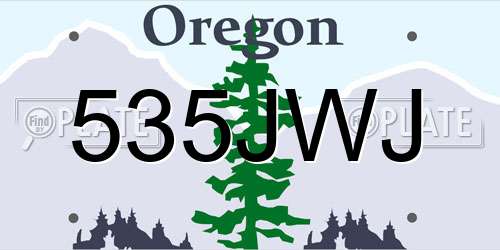 535JWJ Oregon License Plate