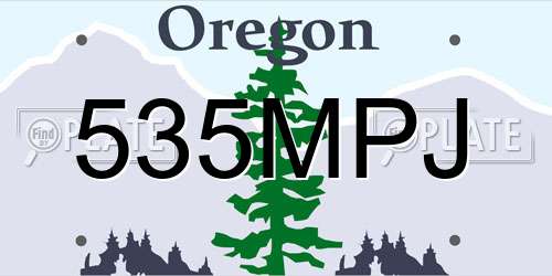 535MPJ Oregon License Plate