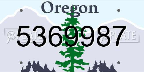 5369987 Oregon License Plate