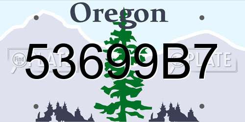 53699B7 Oregon License Plate