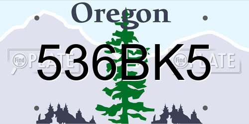 536BK5 Oregon License Plate