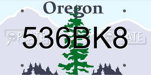 536BK8 Oregon License Plate