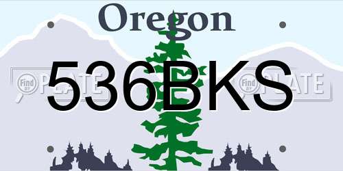 536BKS Oregon License Plate