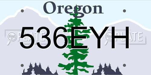 536EYH Oregon License Plate