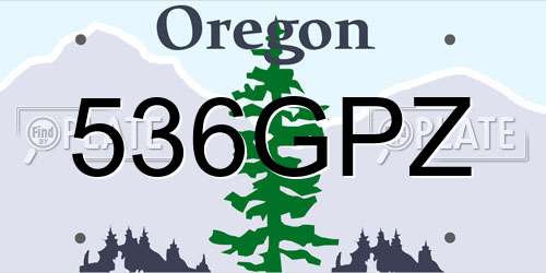 536GPZ Oregon License Plate