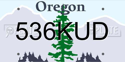 536KUD Oregon License Plate