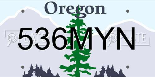 536MYN Oregon License Plate