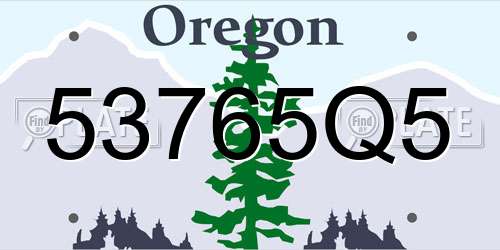 53765Q5 Oregon License Plate