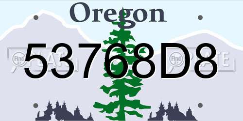53768D8 Oregon License Plate