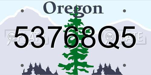 53768Q5 Oregon License Plate
