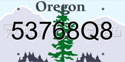 53768Q8 Oregon License Plate