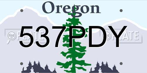 537PDY Oregon License Plate