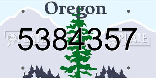 5384357 Oregon License Plate