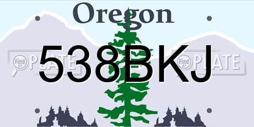538BKJ Oregon License Plate
