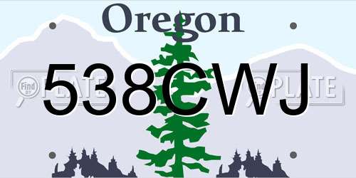538CWJ Oregon License Plate