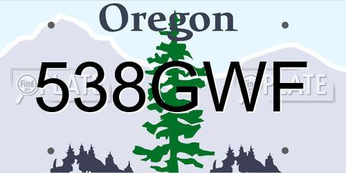 538GWF Oregon License Plate