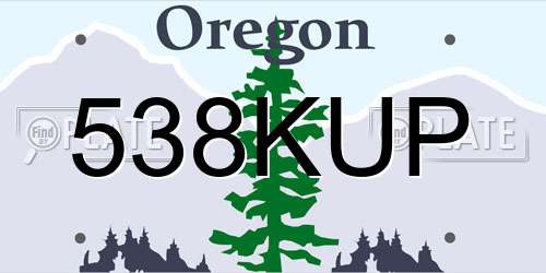 538KUP Oregon License Plate