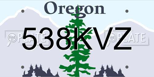 538KVZ Oregon License Plate