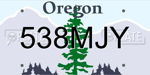 538MJY Oregon License Plate