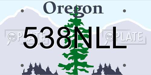 538NLL Oregon License Plate