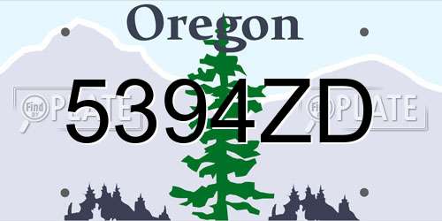 5394ZD Oregon License Plate