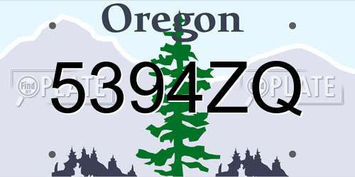 5394ZQ Oregon License Plate