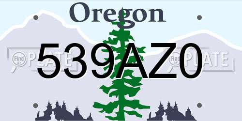 539AZ0 Oregon License Plate