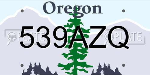 539AZQ Oregon License Plate