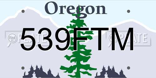 539FTM Oregon License Plate