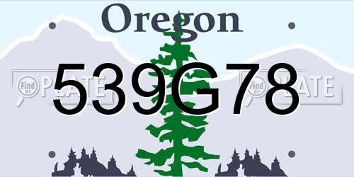 539G78 Oregon License Plate