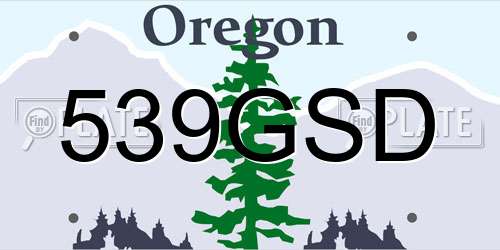 539GSD Oregon License Plate