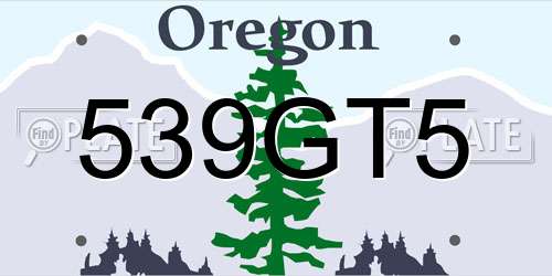 539GT5 Oregon License Plate