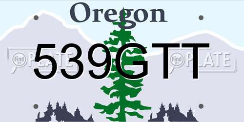539GTT Oregon License Plate