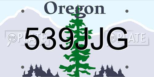 539JJG Oregon License Plate