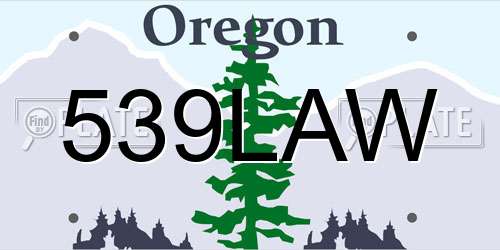539LAW Oregon License Plate