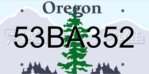 53BA352 Oregon License Plate
