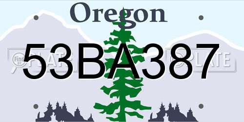 53BA387 Oregon License Plate
