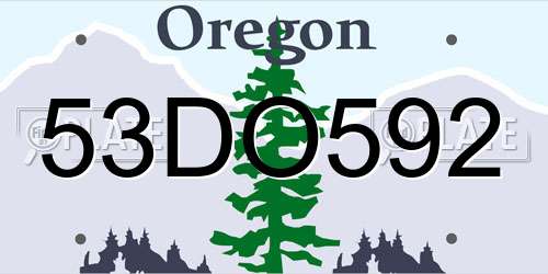 53DO592 Oregon License Plate