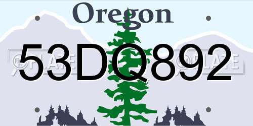 53DQ892 Oregon License Plate
