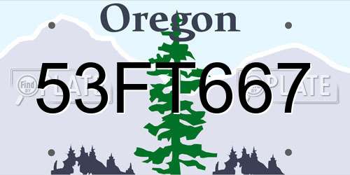 53FT667 Oregon License Plate