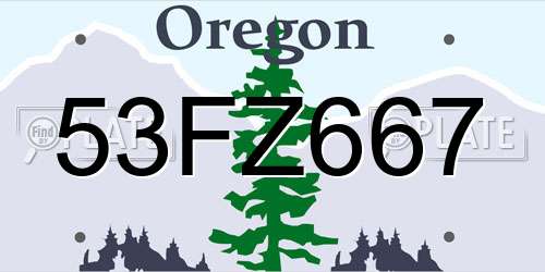 53FZ667 Oregon License Plate