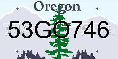 53GO746 Oregon License Plate